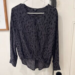 Rails Charcoal Leopard Print Y2K inspired office wear Blouse